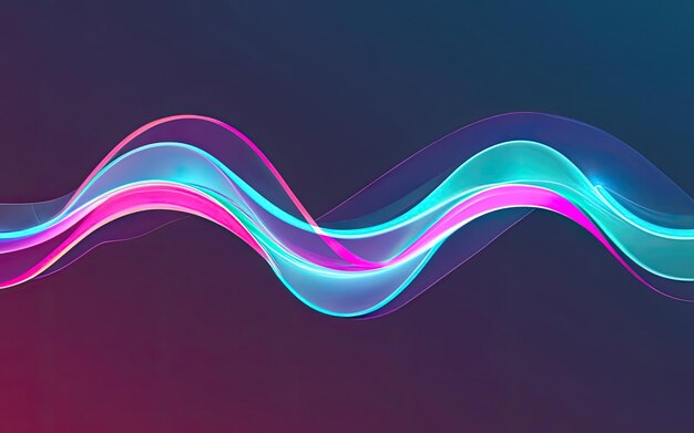 Photo neon rounded pulse waves with shining effects on dark background with generative ai