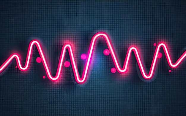 Photo neon rounded pulse waves with shining effects on dark background with generative ai