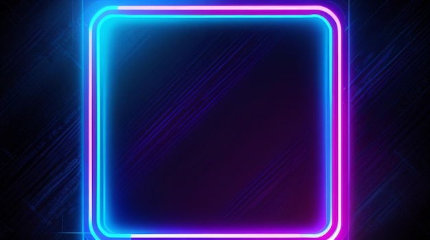 Neon rounded square frame with shining effects