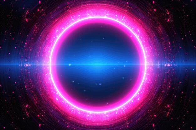 Neon roze en blauwe gestructureerde ronde cirkel achtergrond Een futuristische achtergrond met een compositie van cirkel gradiënt vormen Ai gegenereerd