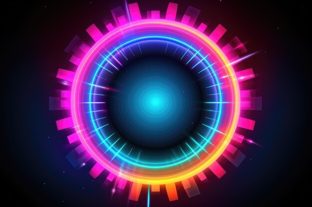 Neon roze en blauwe gestructureerde ronde cirkel achtergrond Een futuristische achtergrond met een compositie van cirkel gradiënt vormen Ai gegenereerd