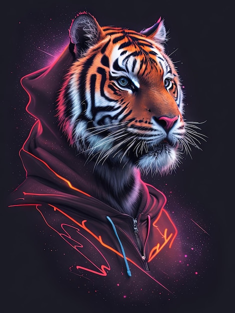 Neon Safari Wild Animals in Vibrant Colors for TShirts Logos and Hoodies