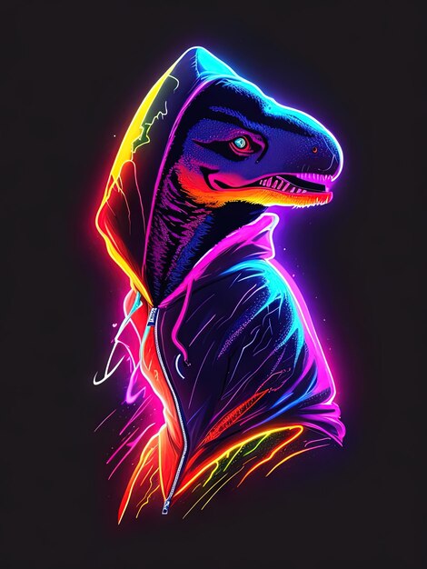 Neon Safari Wild Animals in Vibrant Colors for TShirts Logos and Hoodies
