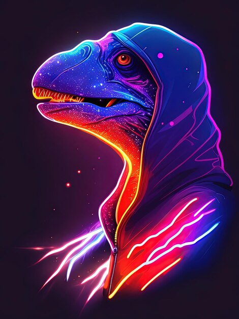 Neon safari wild animals in vibrant colors for tshirts logos and hoodies