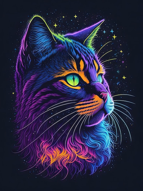 Neon Safari Wild Animals in Vibrant Colors for TShirts Logos and Hoodies