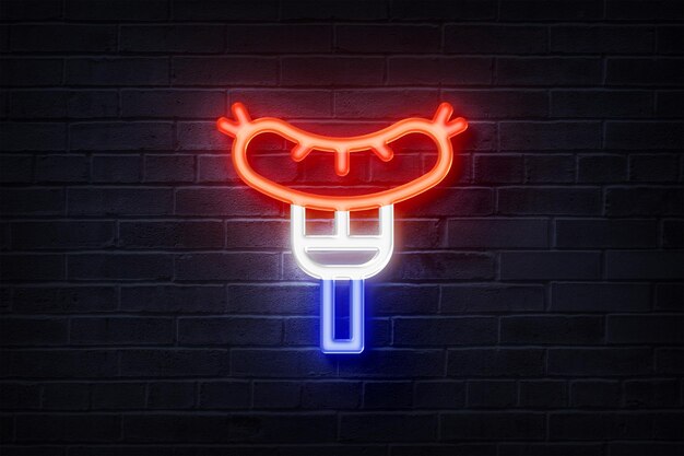 Neon Sausage on a brick wall