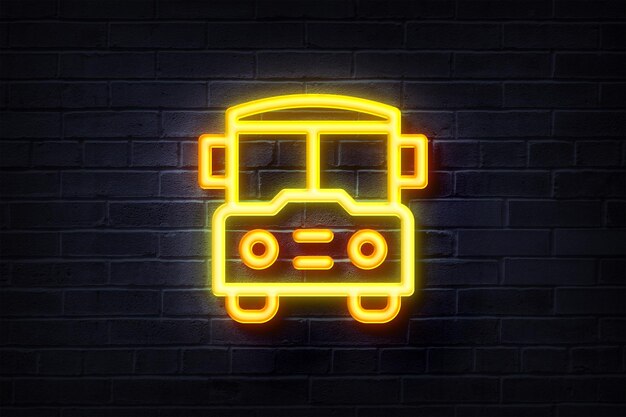 Neon School Bus neon sign glowing logo