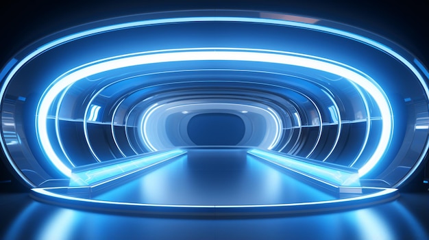 Neon scifi futuristic round cylinder shaped corrido