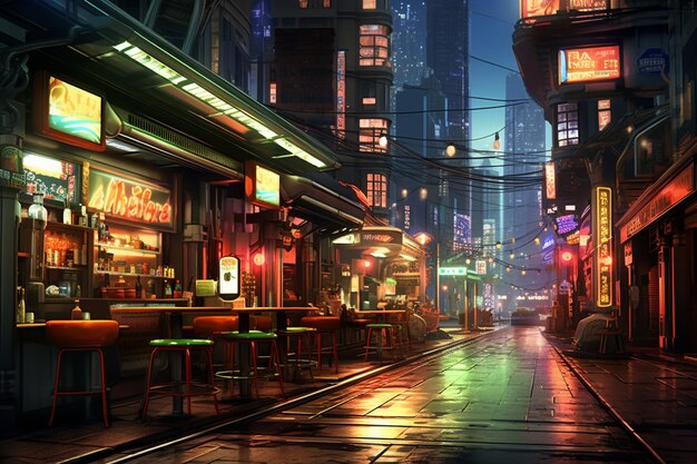 Neon Shadows of Tomorrows Urban Dreams Cyberpunk photo