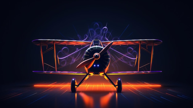 Neon Shinobi Plane Een prachtige 3D-ontwerpillustratie