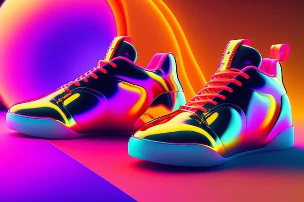 A neon shoe that is lit up with the word nike on it.