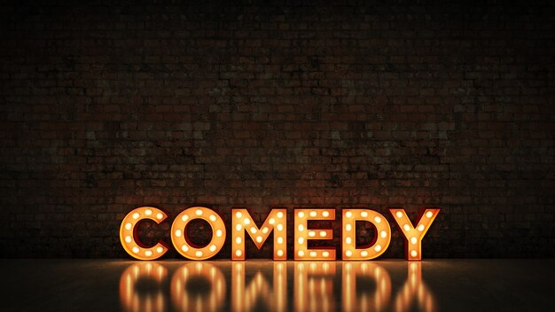 Neon Sign on Brick Wall background  comedy 3d rendering