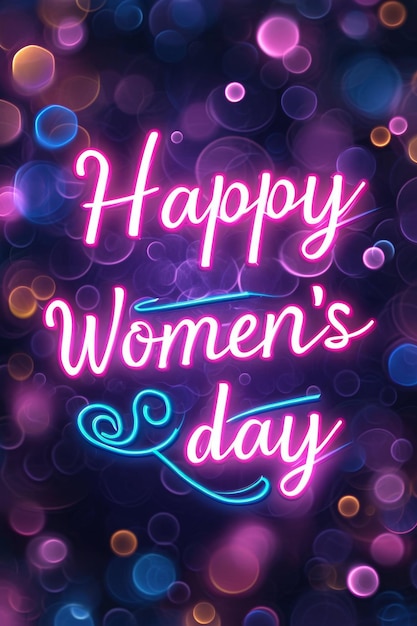 Neon Sign Happy Womens Day