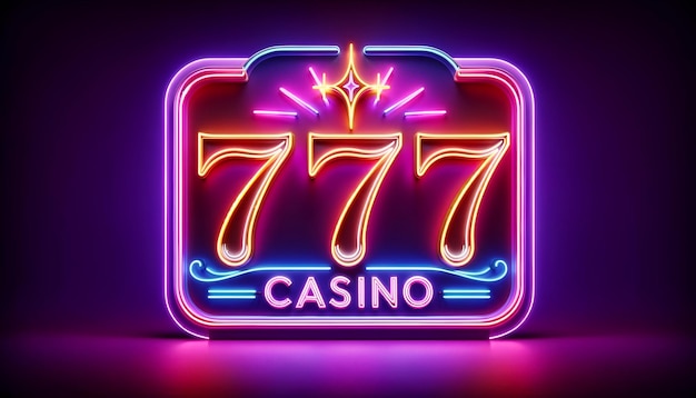 Photo neon sign of the lucky casio numbers 777