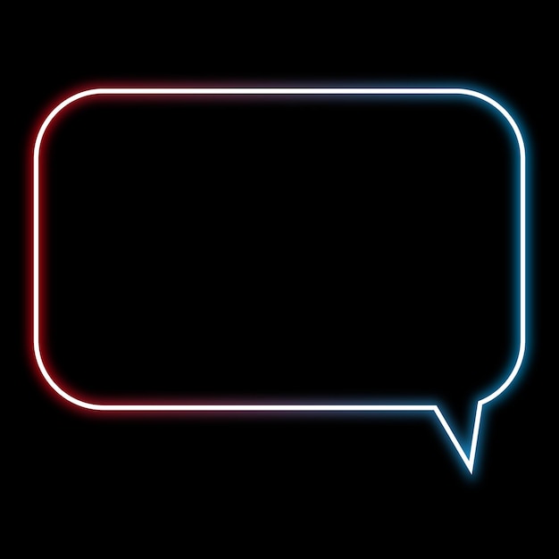 Neon sign in red and blue that says speech on a black background.