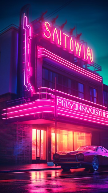 Foto il cartello al neon di un ristorante chiamato 