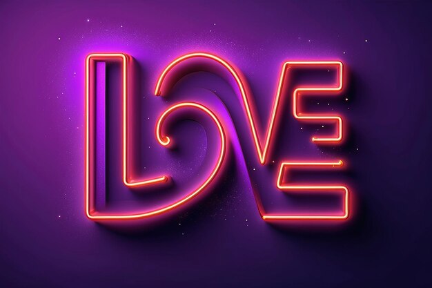 Photo neon sign retro neon love sign on purple background design element for happy valentines day