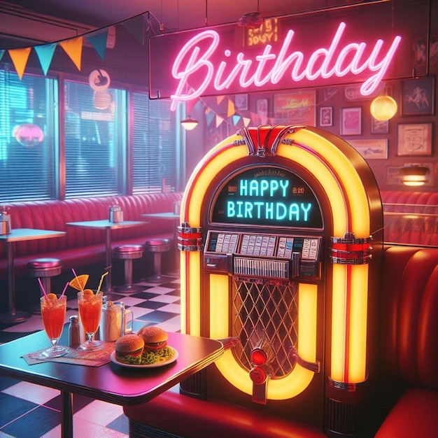a neon sign that says birthday on it