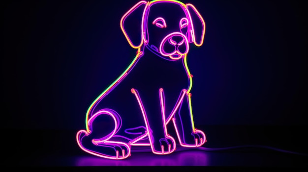 A neon sign that says'dog'on it