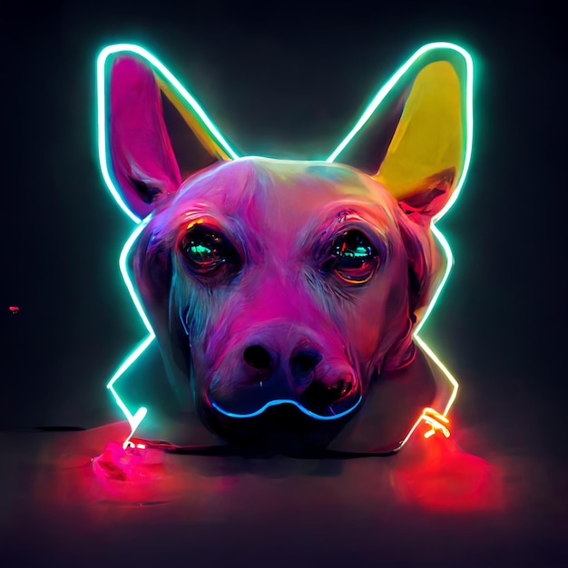 A neon sign that says'dog'on it