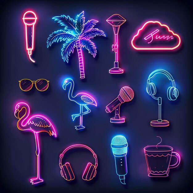 Photo a neon sign that says flamingo and a palm tree