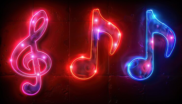 ネオンのサインで音楽と書かれています