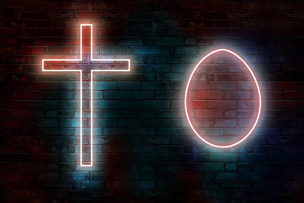 Photo a neon sign that says o and a cross on it