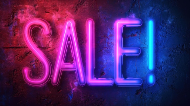 Photo a neon sign that says sale in blue and red ai
