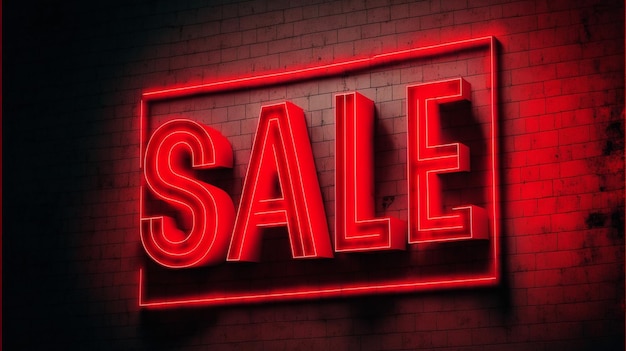 a neon sign that says sale is lit up in red.