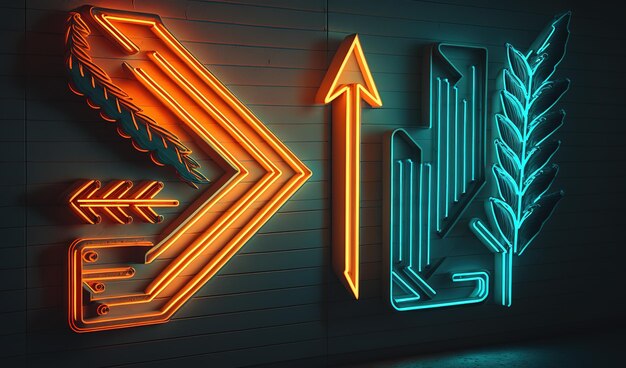 Neon sign on the wall arrows