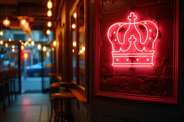 A neon sign on a wall