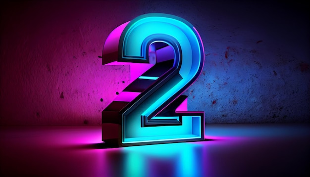 A neon sign with the number 2 on it