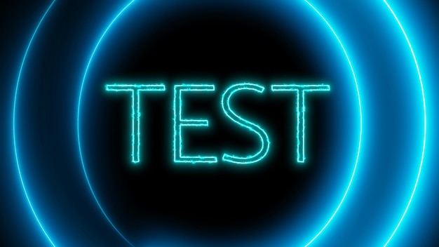 Фото Неоновый знак с тестом слов светящиеся синие кольца на темном фоне