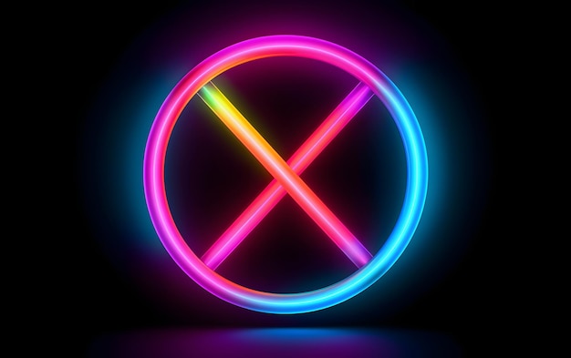 A neon sign with a x in the middle