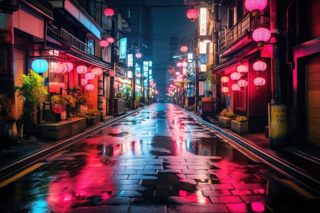 Neon signs at the street of tokyo