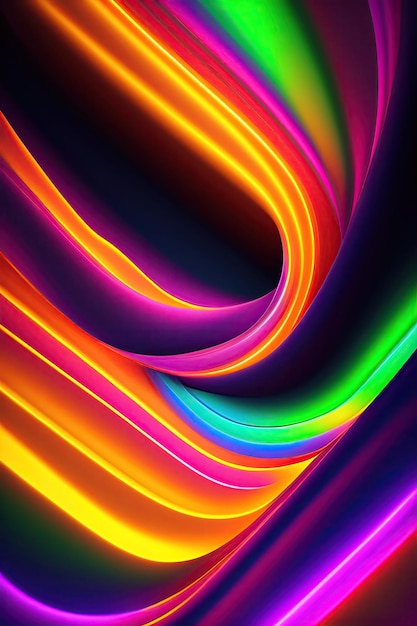 Neon smooth wavy lines