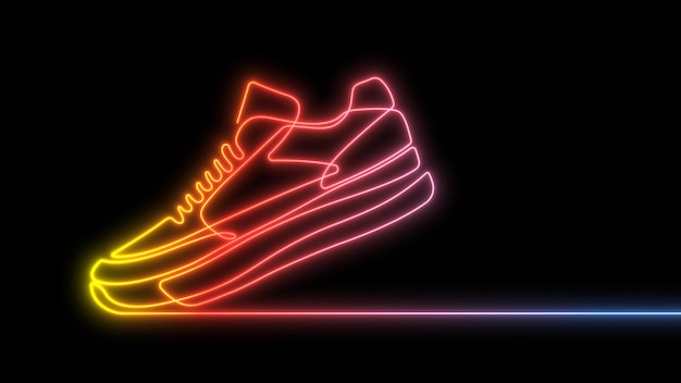 Foto scarpe da ginnastica al neon scarpe per lo sport e il fitness illustrazione pubblicitaria di scarpe