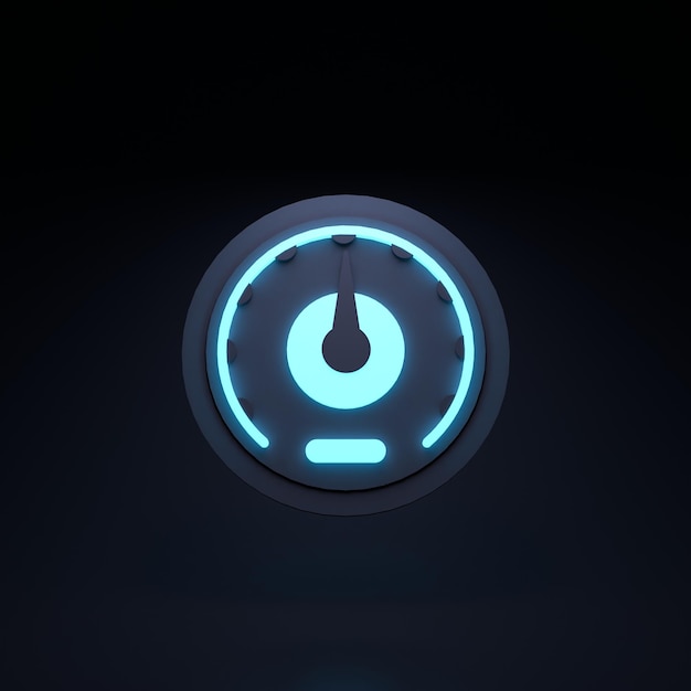 Photo neon speedometer icon 3d render illustration