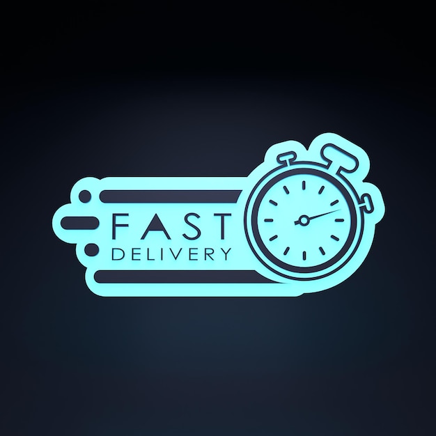 Neon Speedy delivery logo 3d render illustration