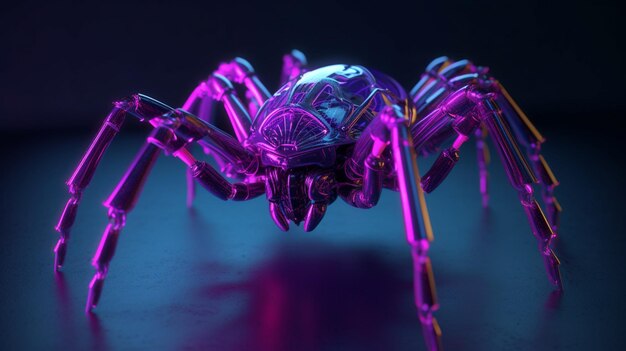 Neon spider with futuristic design