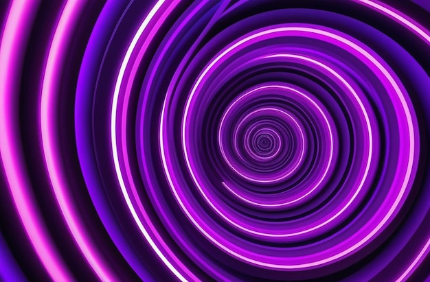 Foto foto a spirale al neon su uno sfondo scuro