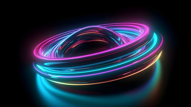 A neon spiral with a black background