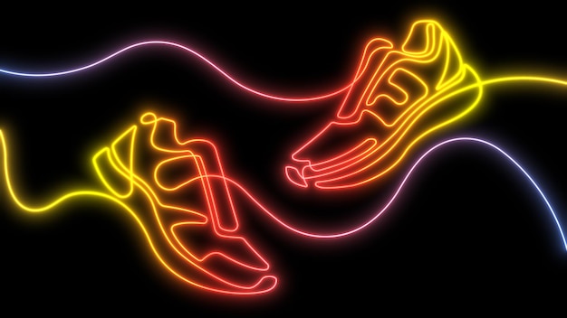 Photo neon sports sneakers sports shoes concept line style illustration