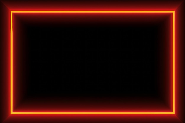 Neon square frame on black background