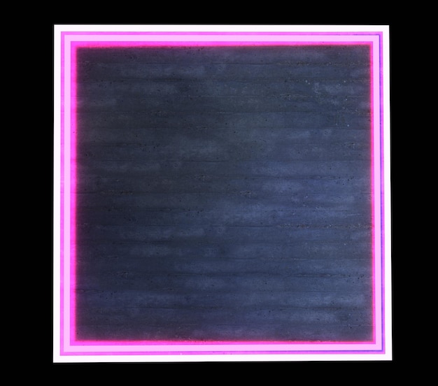 Photo neon square frame on concrete wall background