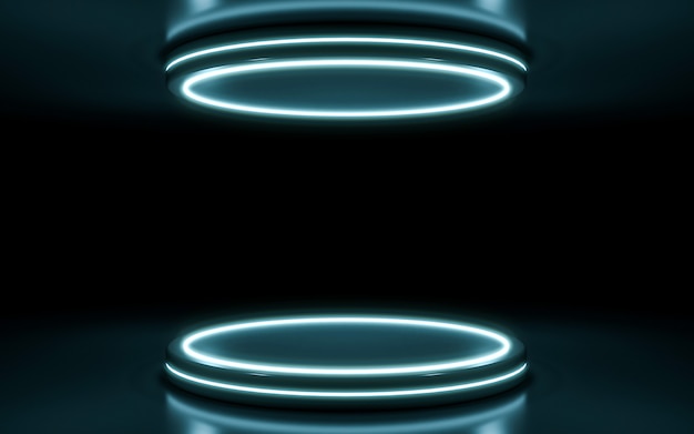 Neon stage background. 3d rendering