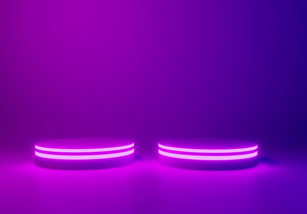 Neon stage or podium background, 3d render