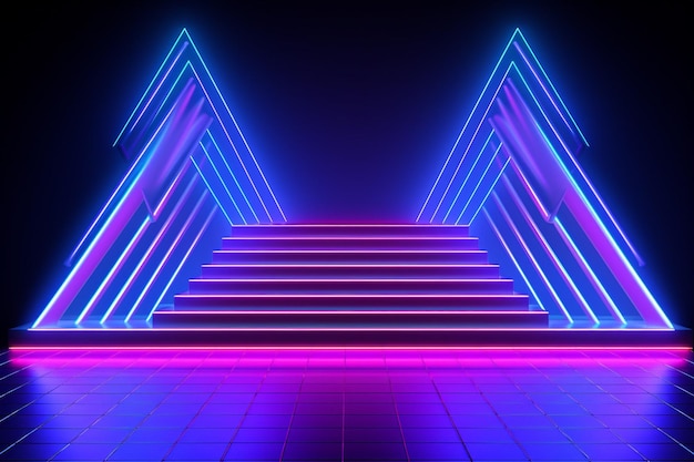 Photo a neon stage for product background