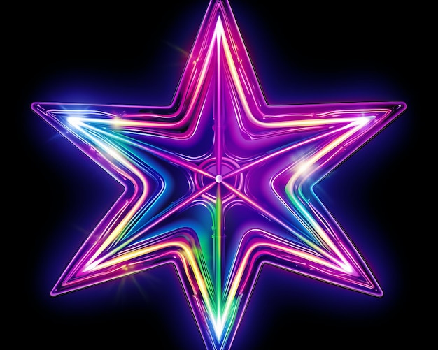 Photo neon star on black background 3d illustration