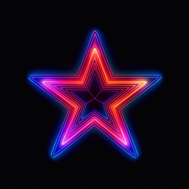 Premium AI Image | A neon star on a black background with a black ...